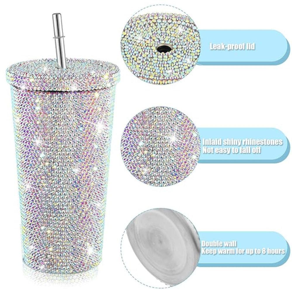 Coffee Tumbler 500ml Rhinestone Straw Tumbler